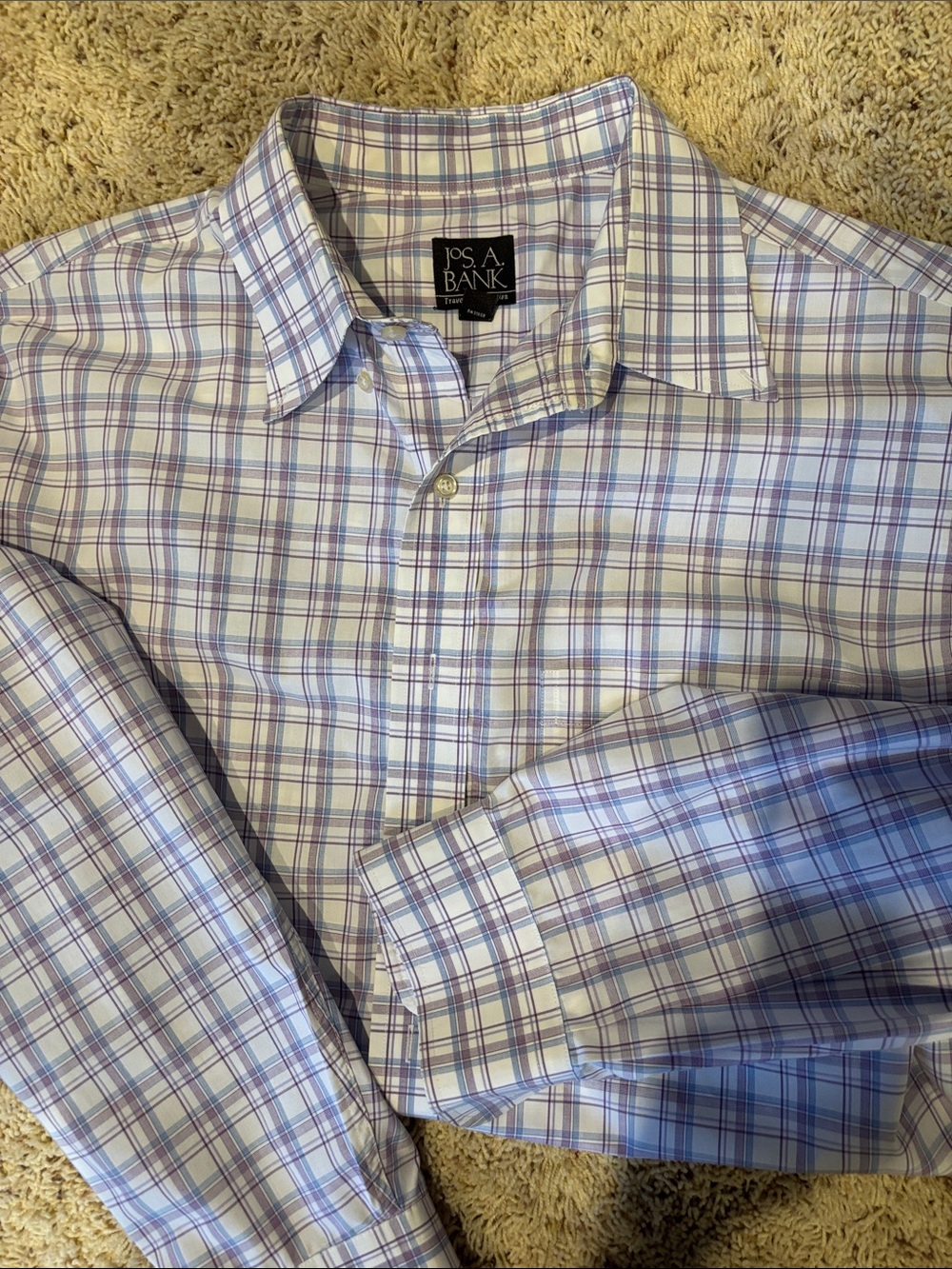 Jos. A. Bank Men's Lavender and White Plaid Dress Shirt